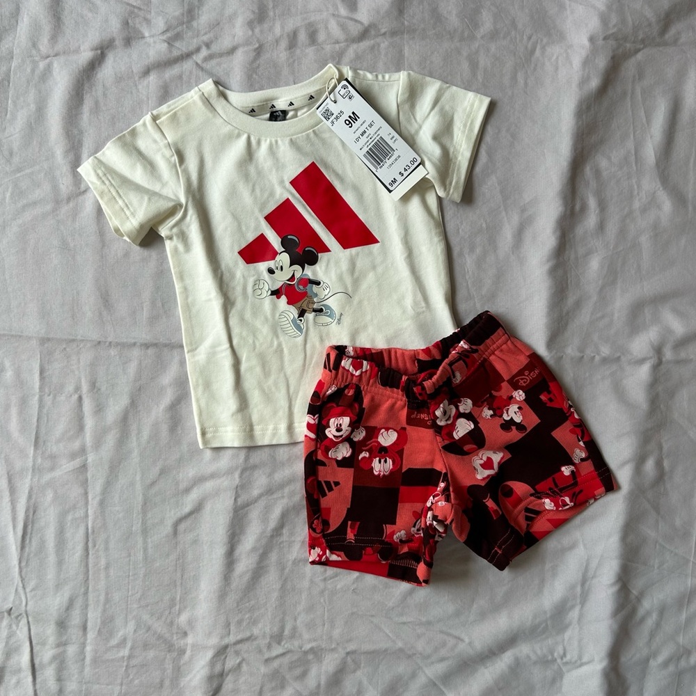adidas Kids Mickey Mouse Tee & Shorts Set, 9 month